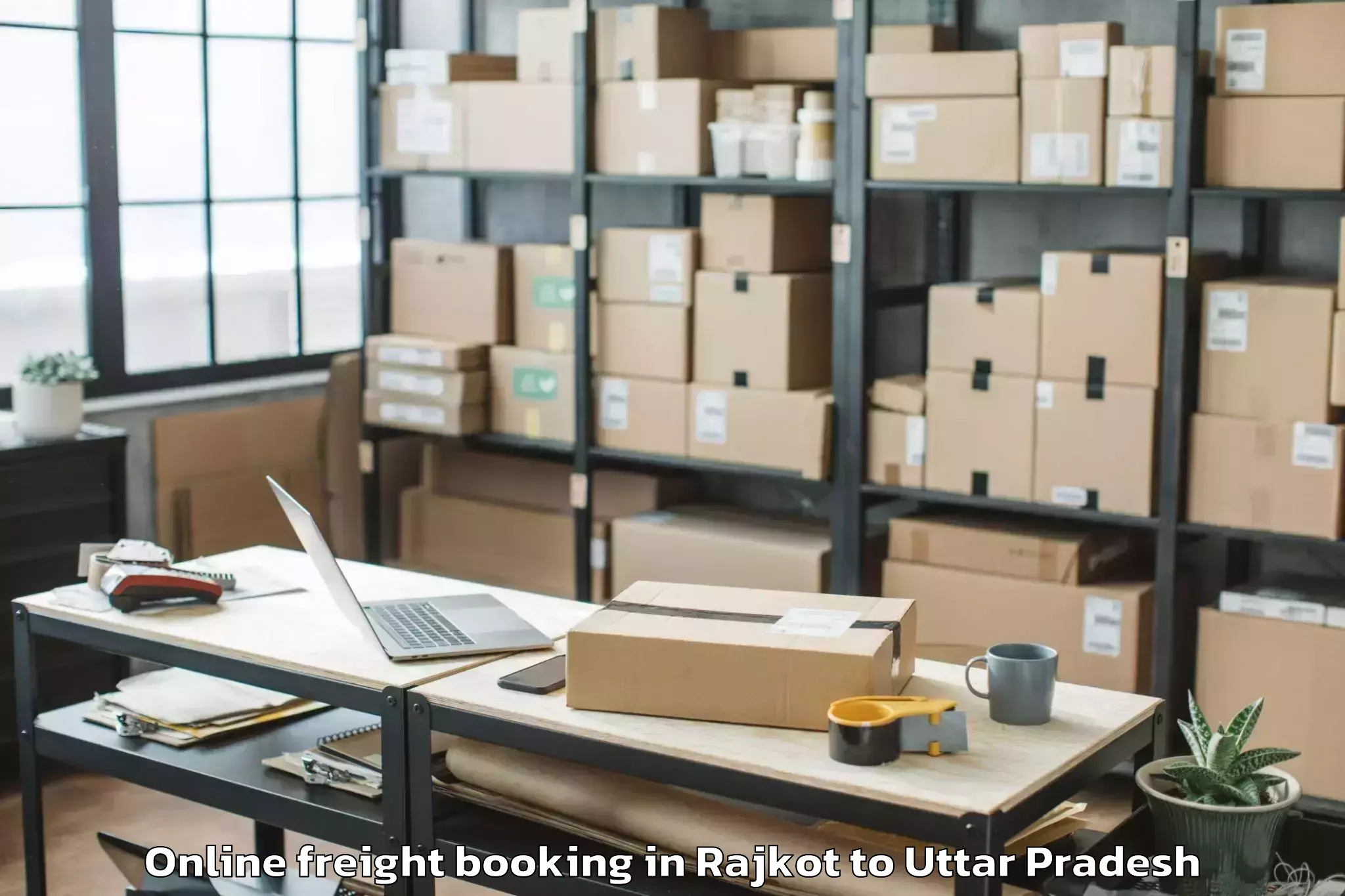 Professional Rajkot to Fun Republic Mall Lucknow Online Freight Booking